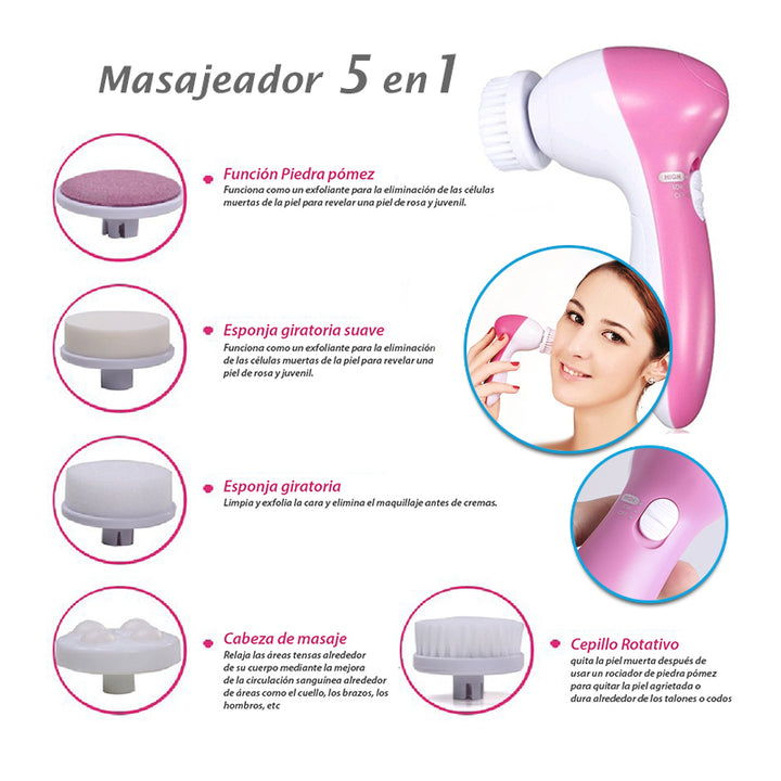 Mini Masajeador Limpiador Facial 5 En 1 Cuidado Rostro 🧏🌺 A8782